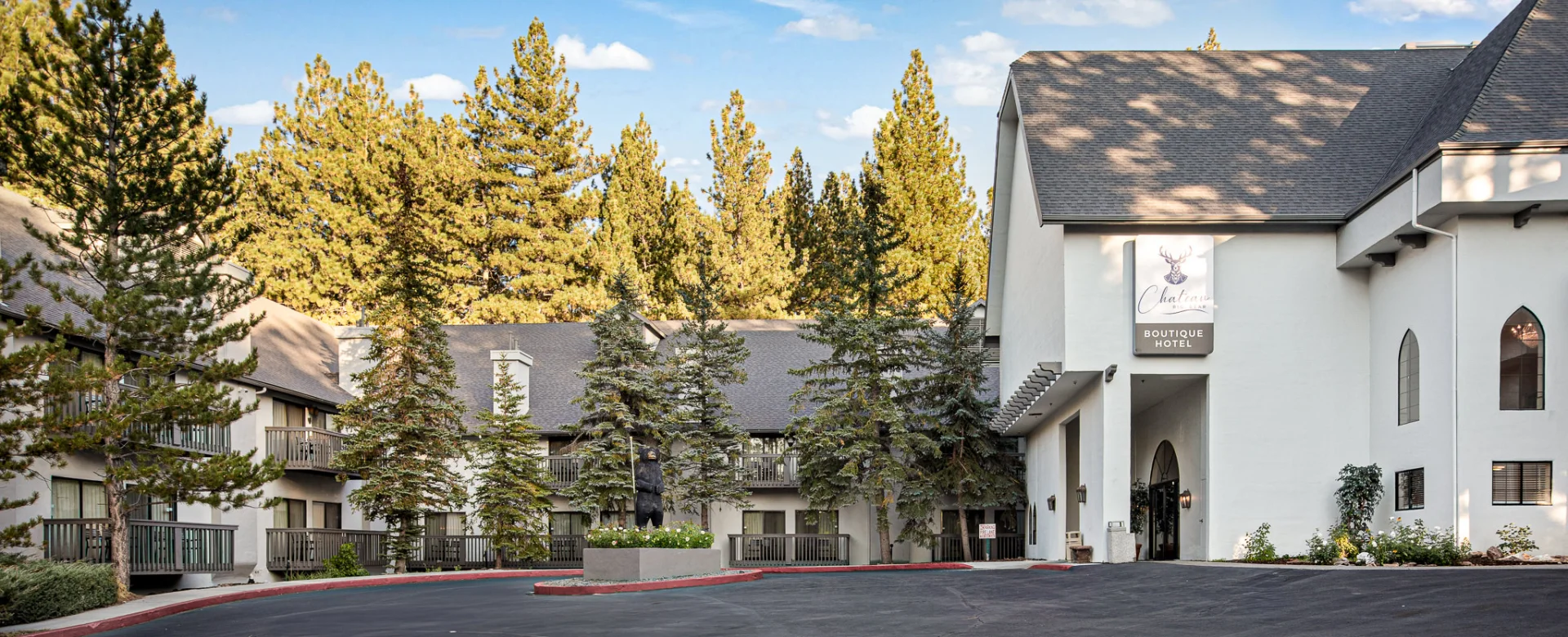 main entrance and room balconies